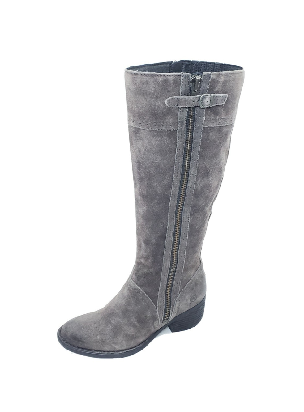 Born Poly Womens Knee High Riding Boots Gray Distressed Suede Leather Size 7